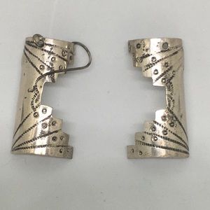 Stamped sterling Silver hammered earrings vintage